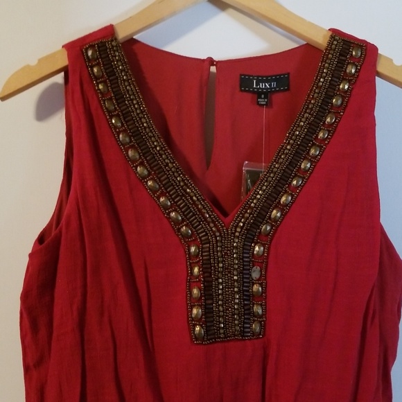 Red beaded dress size 8 - Picture 2 of 3